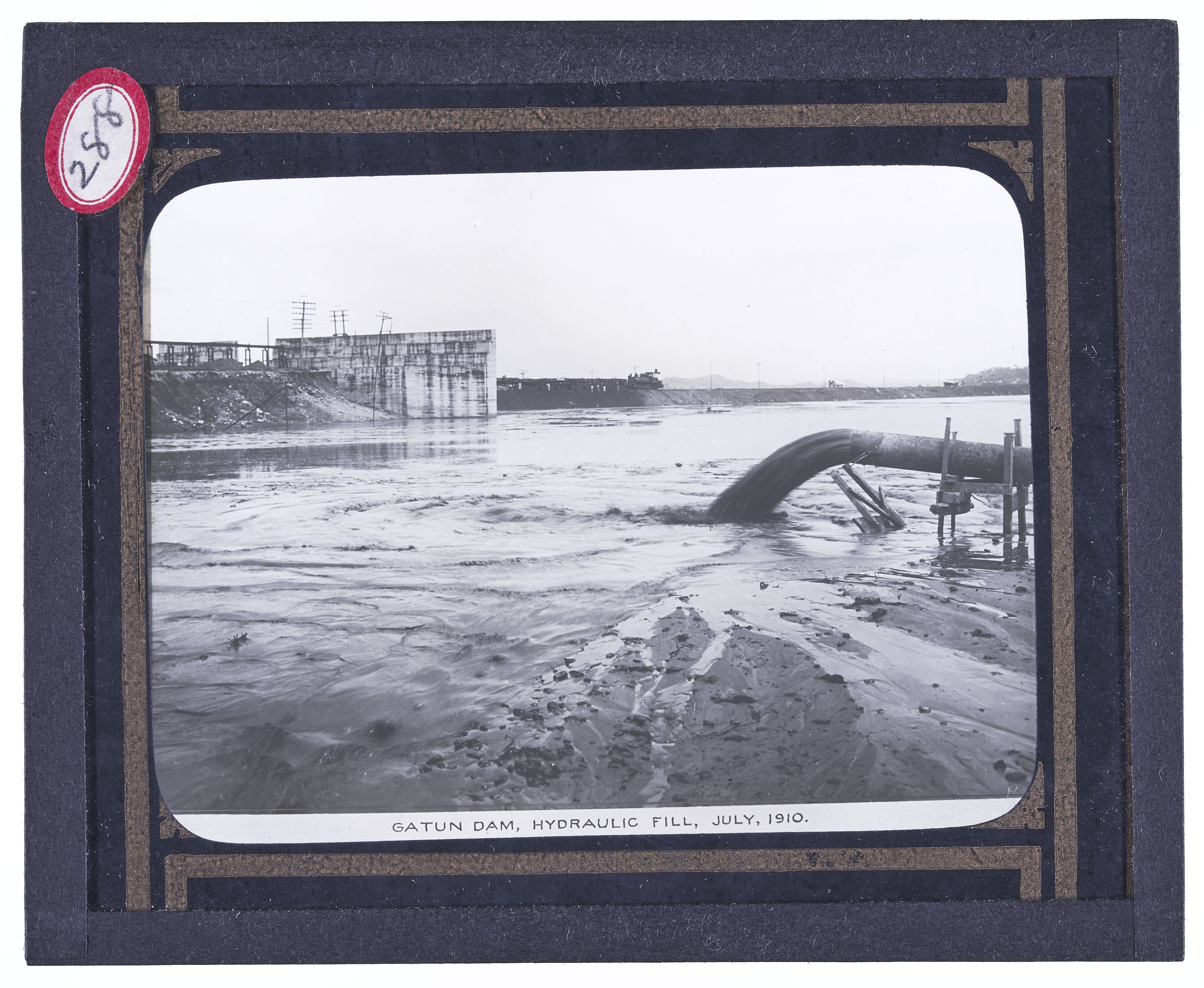 Gatun Dam, hydraulic fill, July, 1910